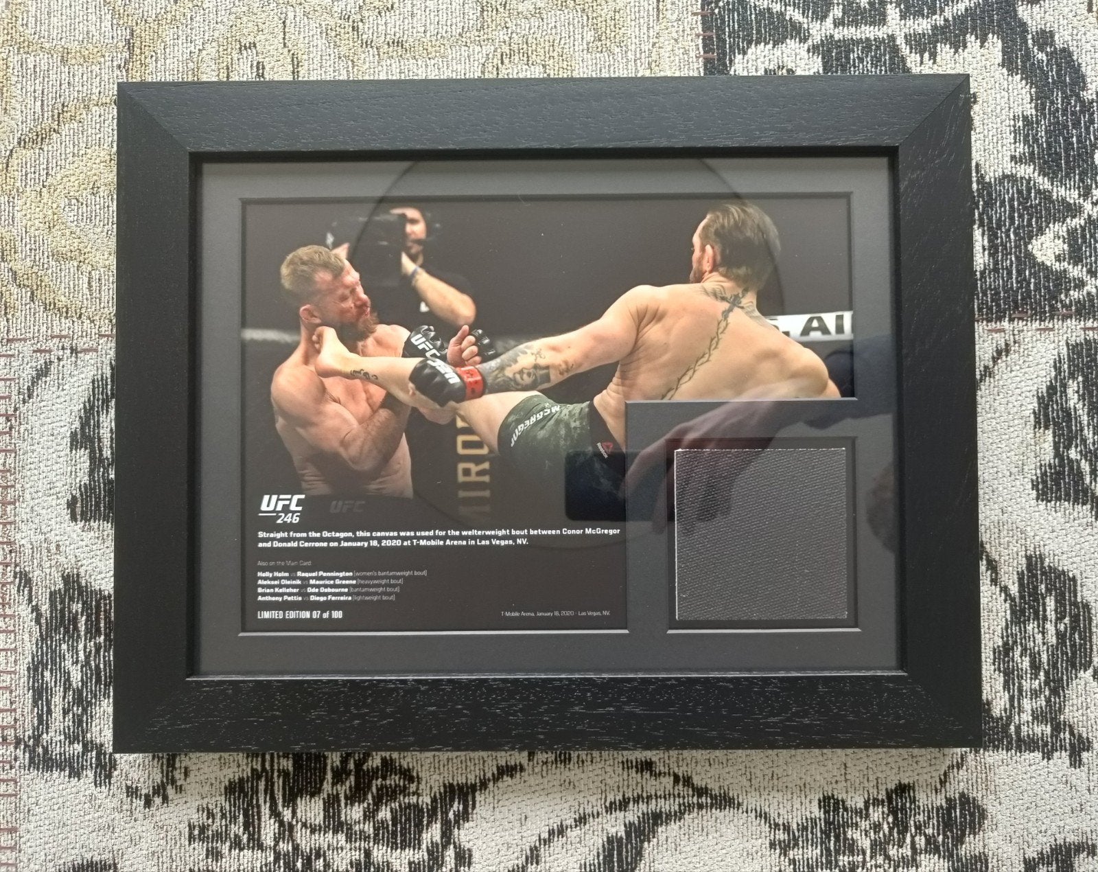 UFC 246 Conor McGregor vs Donald Cerrone Canvas Stukje, Verzamelen, Ophalen of Verzenden, Nieuw, Overige sporten, Overige typen