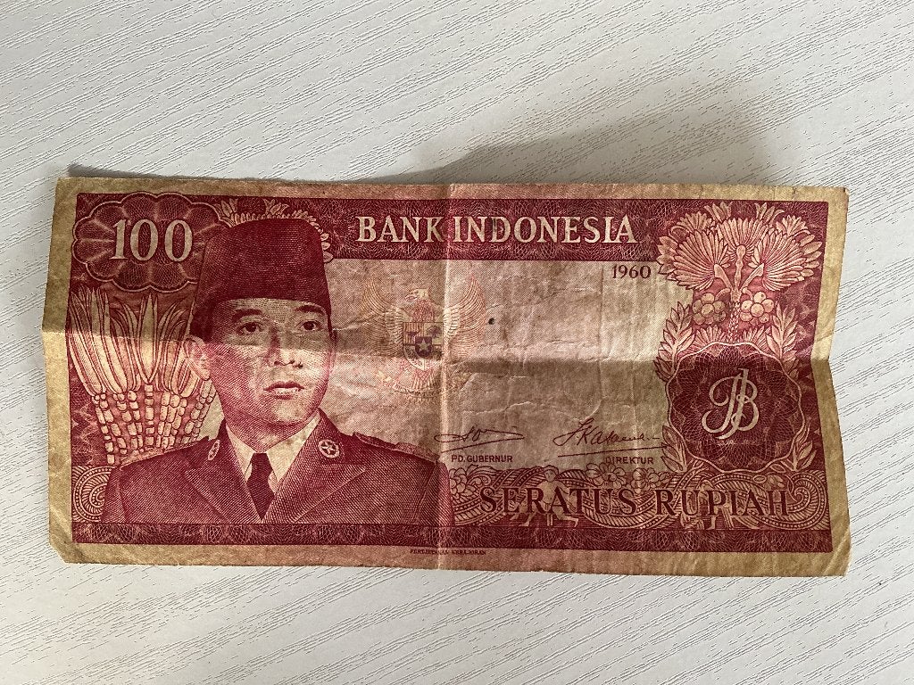 Bank biljet Indonesië  100 Rupiah 1960, Ophalen of Verzenden, Zuidoost-Azië, Los biljet