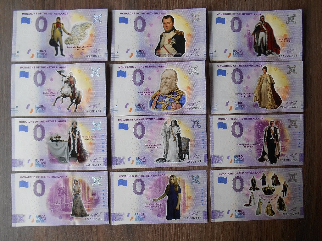 0 eurobiljet serie Vorsten van Nederland in kleur, Ophalen of Verzenden, Euro's, Los biljet