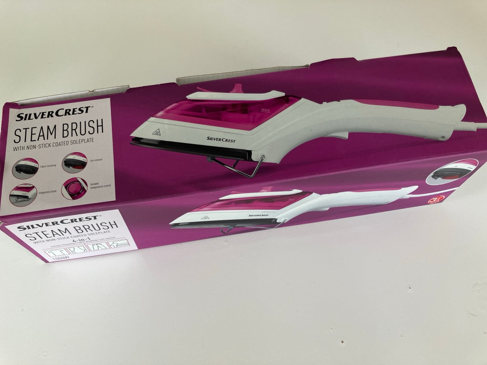 SilverCrest Stoomborstel 4-in-1 - Nieuwstaat, Ophalen of Verzenden, Zo goed als nieuw, Strijkijzer met snoer