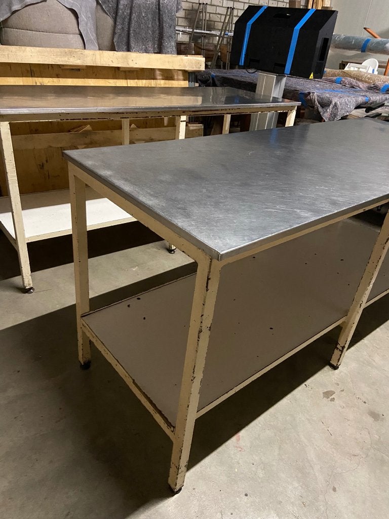 RVS werktafel, Ophalen, Gebruikt