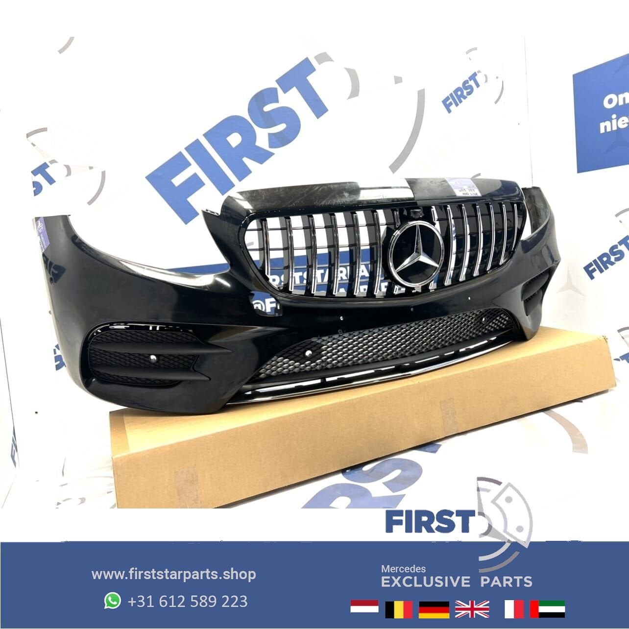 W213 AMG LINE VOORBUMPER COMPLEET + GT GRIL Mercedes E Klass, Gebruikt, -, Voor, Ophalen of Verzenden