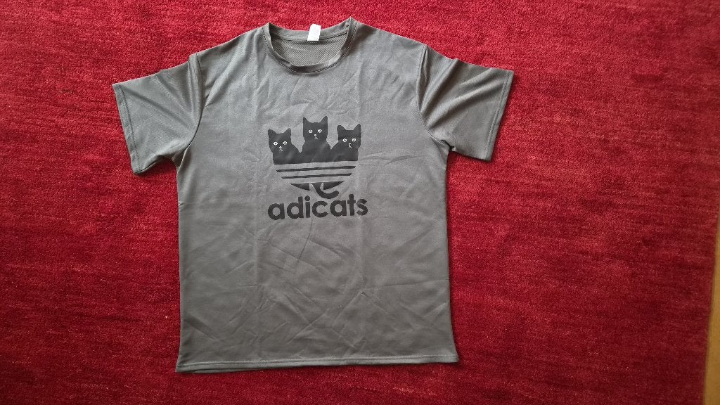 Adicats T-shirt met kattenprint - Grijs Maat XL, Onbekend, Verzenden, Zo goed als nieuw, Katten