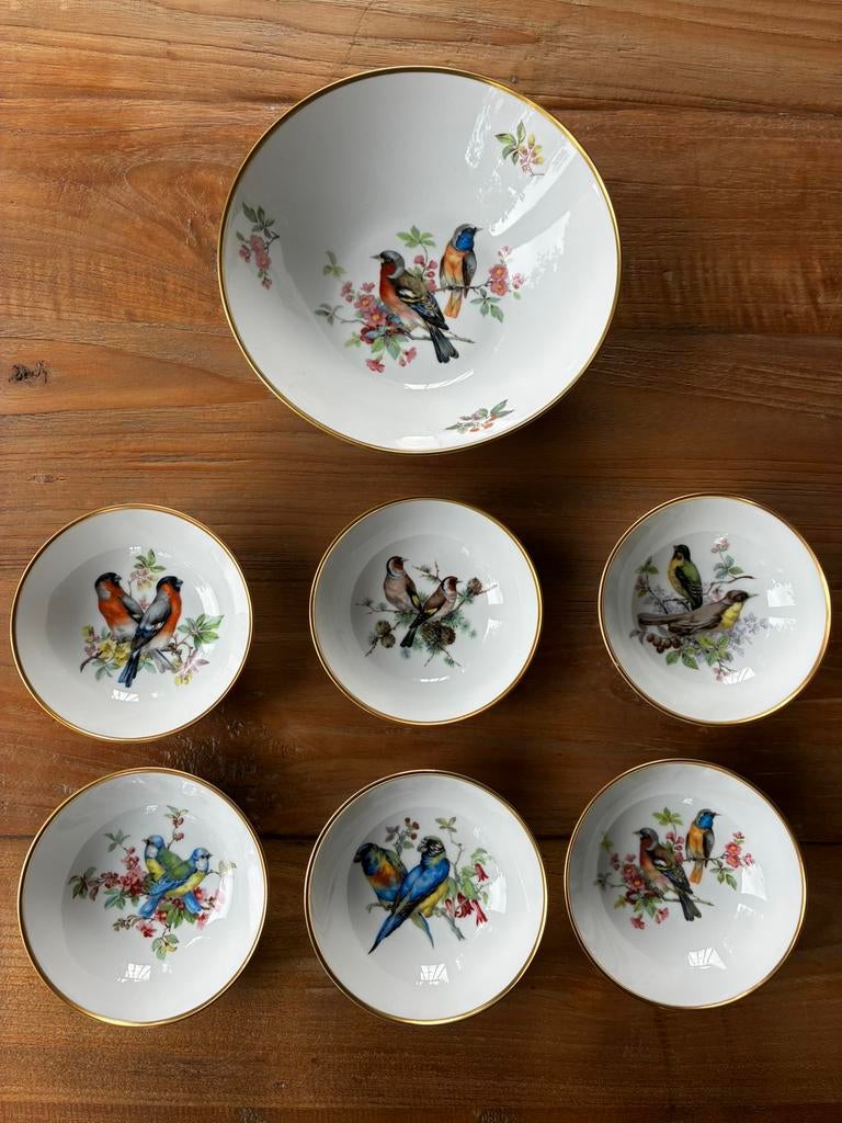 Alboth&Kaiser Vögel porselein set van 7 schalen, Ophalen