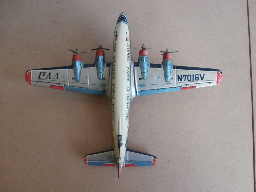 Vintage Blikken 4 motorig vliegtuig Pan Am uit Japan, Antiek en Kunst, Ophalen of Verzenden