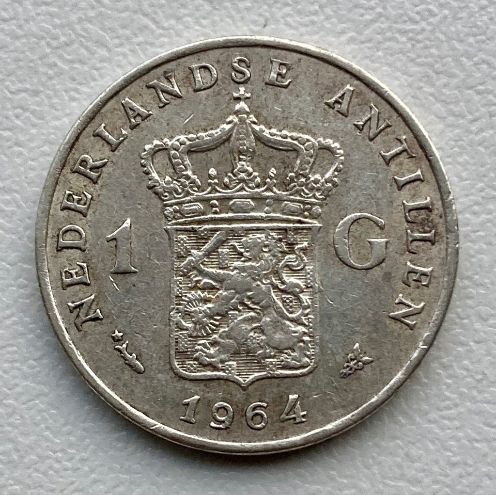 Zilveren Gulden Nederlandse Antillen 1964, 1 gulden, Koningin Juliana, Verzenden, Zilver