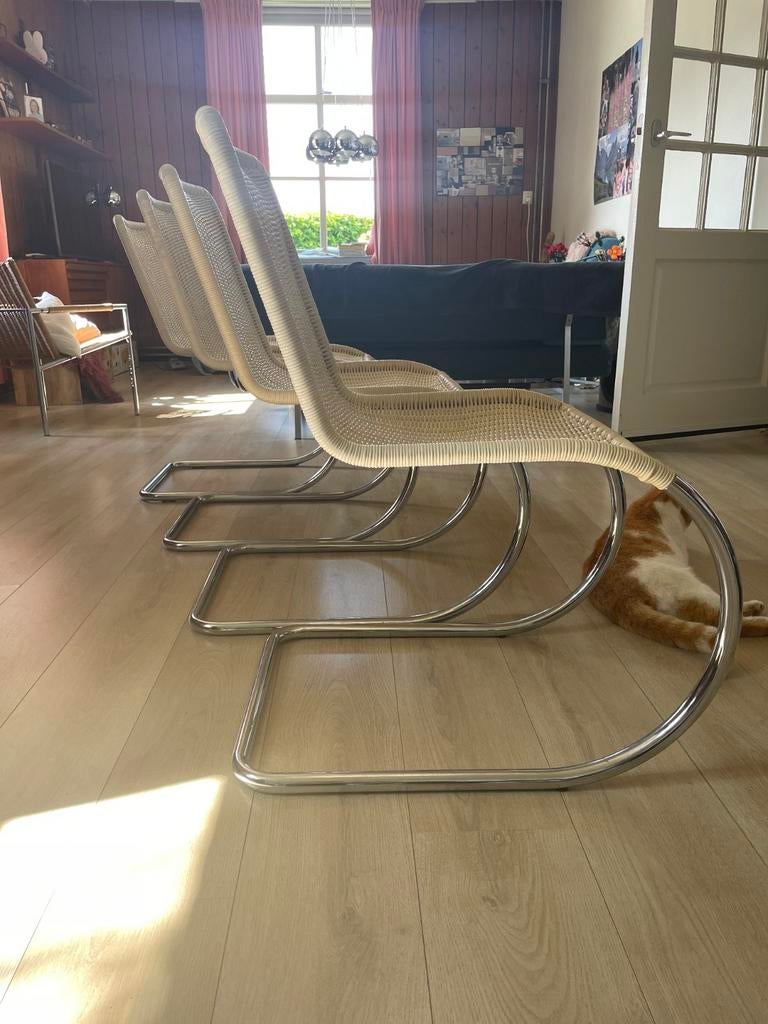 Set van 4 Tecta B42/1 design eetkamerstoelen, Ophalen, Gebruikt, Bauhaus, Wit