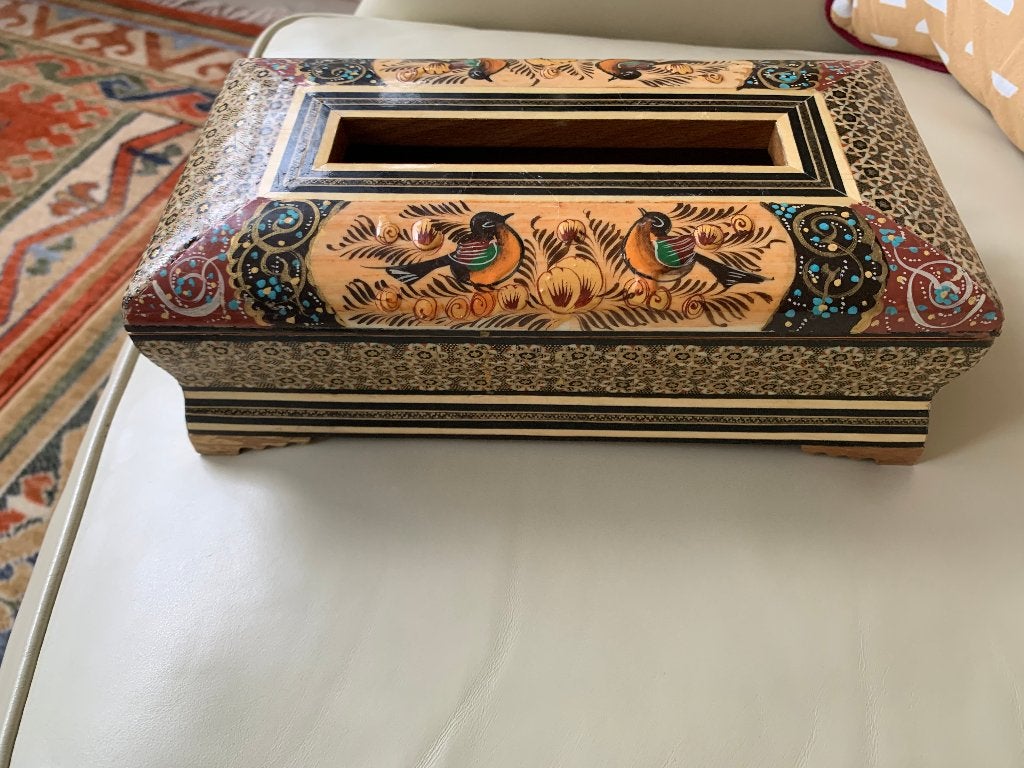 Persian handgeschilderd houten doos, 26x14x8 cm, Ophalen of Verzenden