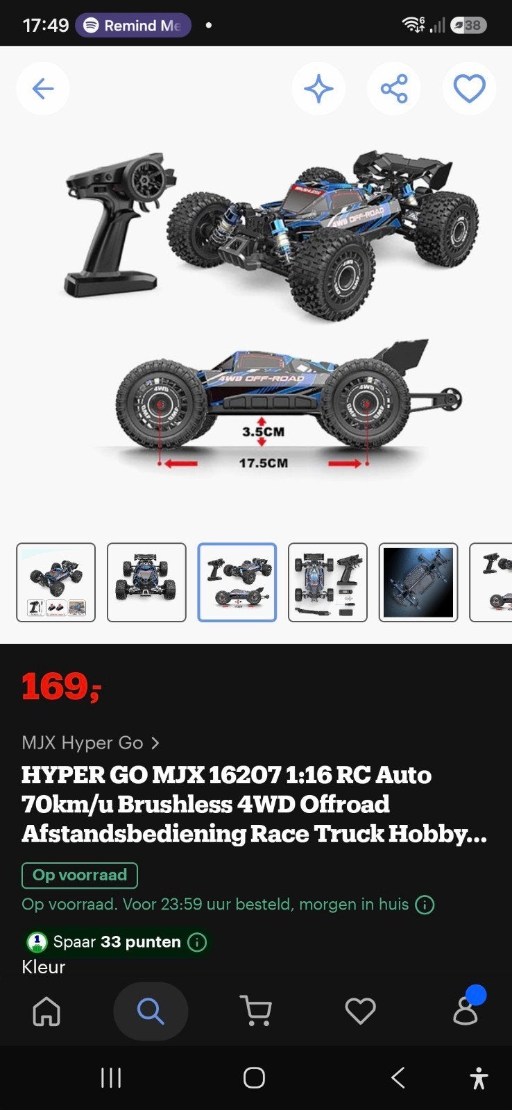 MJX Hyper Go RC Buggy 16207, Elektro, Auto offroad, Ophalen of Verzenden, Zo goed als nieuw