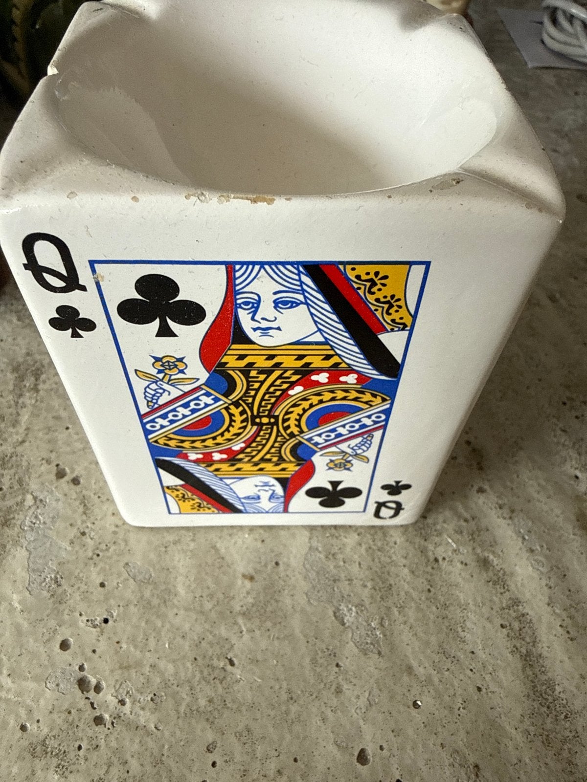 Vintage Keramische Asbak met Speelkaarten Thema Jaren 80, Antiek en Kunst, Verzenden