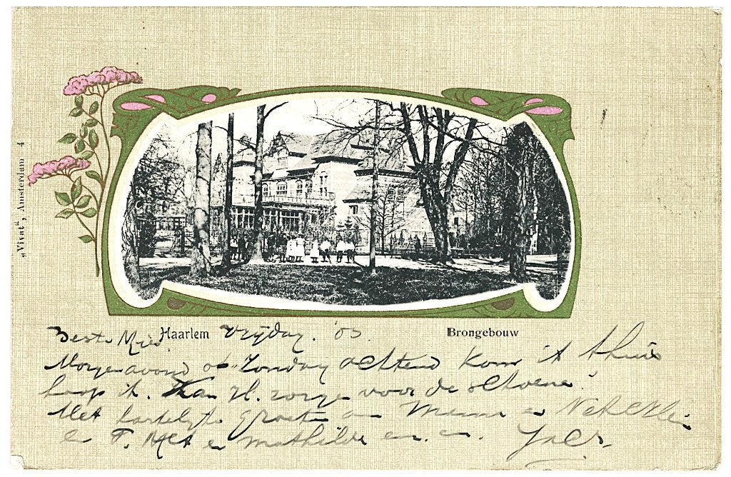 700249 Haarlem Brongebouw 1903 Gelopen met postzegel, Ophalen of Verzenden, Voor 1920, Gelopen, Noord-Holland