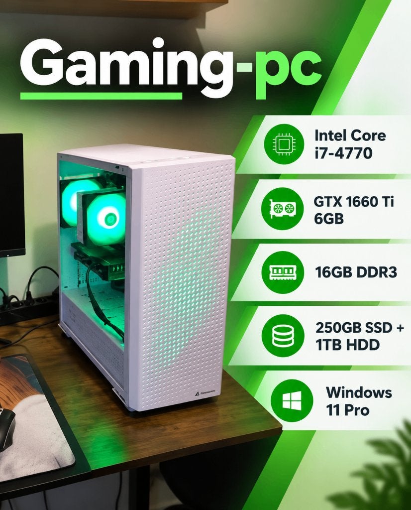 Gaming-pc | i7-4770 | GTX 1660 Ti | 16GB | aRGB, Refurbished, Ophalen of Verzenden, Gaming, Zelfbouw / Custom build