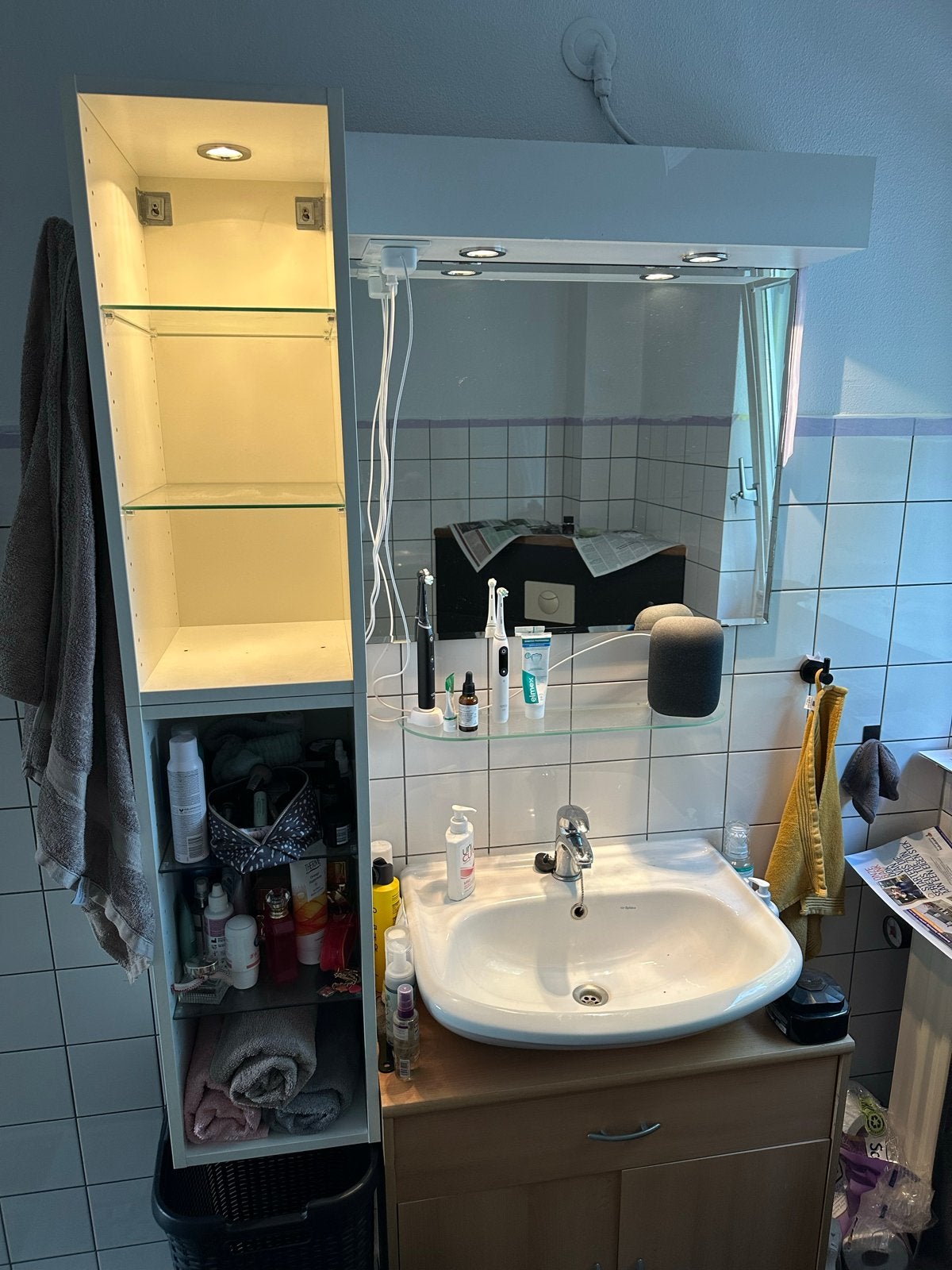 Badkamermeubel set met verlichting, Huis en Inrichting, Badkamer | Badkamermeubels, Gebruikt, Overige typen, 100 tot 150 cm, 50 tot 100 cm