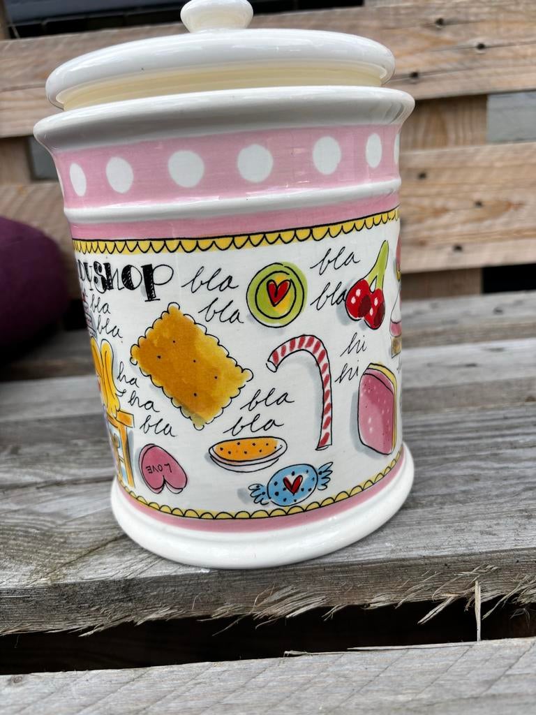 Blond Amsterdam snoeppot "Welcome to my Candyshop", Huis en Inrichting, Woonaccessoires | Klokken, Ophalen of Verzenden, Gebruikt