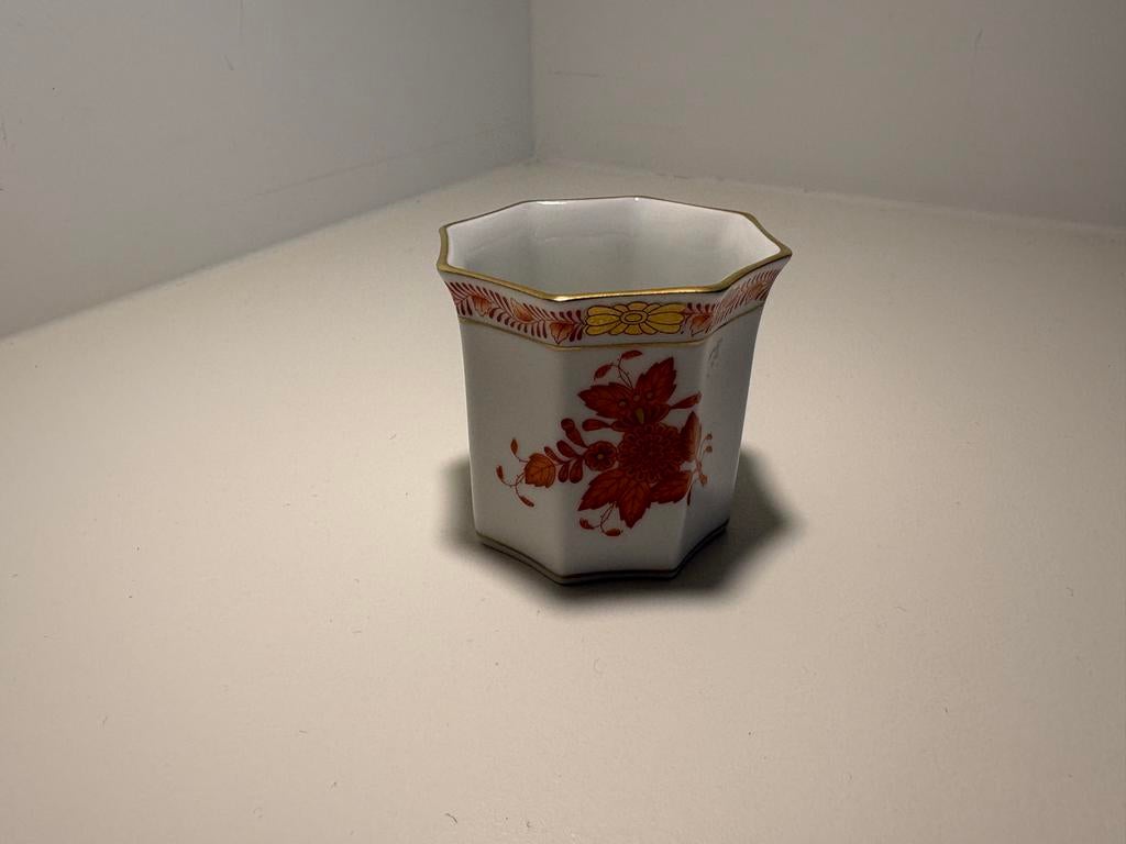 Herend Apponyi Oranje Vaasje - Handgeschilderd Porselein, Ophalen of Verzenden