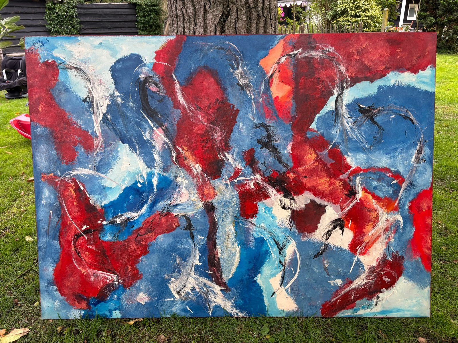 Groot abstract schilderij 140x100 cm, Ophalen