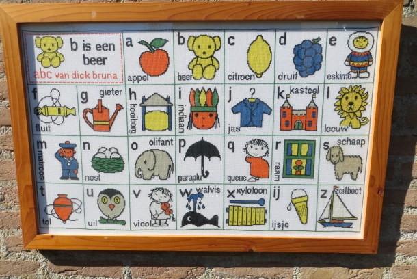 Dick Bruna ABC letters en afbeeldingen geborduurd op linnen, Ophalen, Educatief, Overige thema's, Zo goed als nieuw