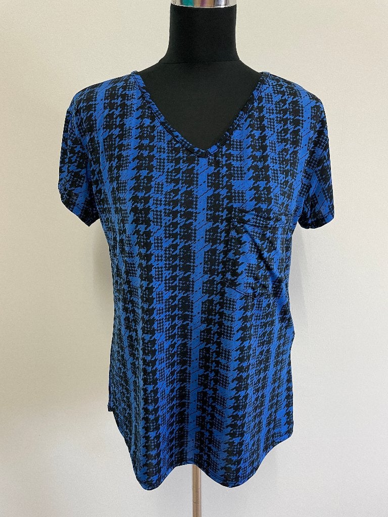 Top76 - Zwart-blauw Iz Naiz shirt maat L (1), Maat 38/40 (M), Blauw, Ophalen of Verzenden, Zo goed als nieuw