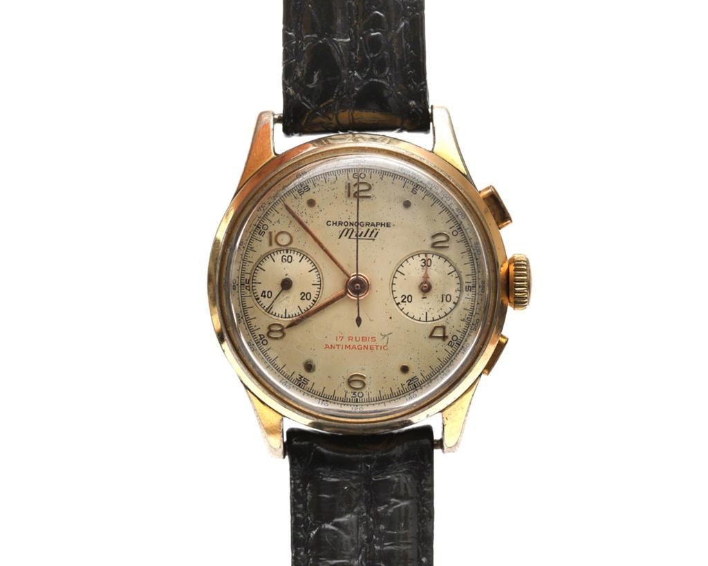 Mulfi jaren 50 chronograaf, Ophalen of Verzenden, Staal, Overige merken, 1960 of later