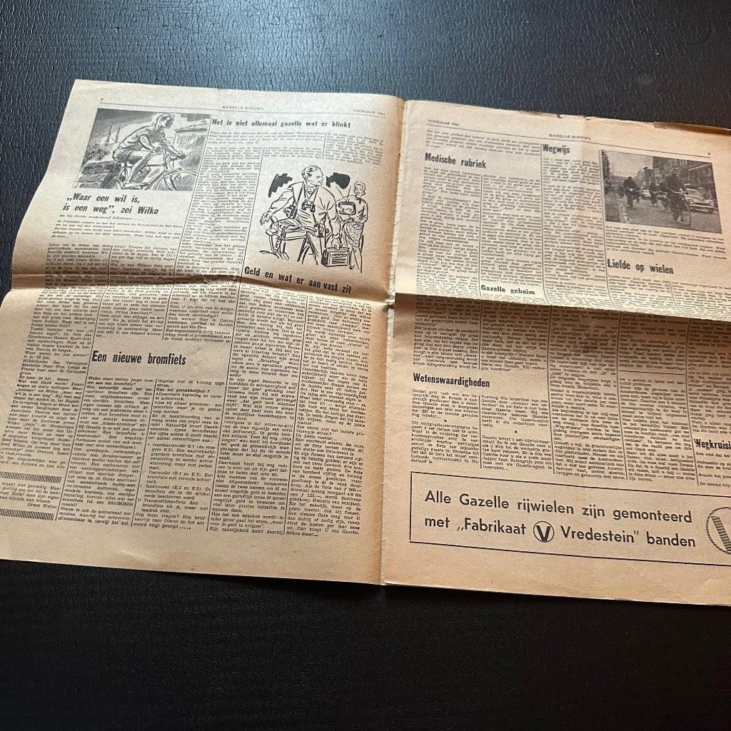 #7) GAZELLE 1966 Nieuws Krant Fietsen & Bromfietsen, Verzenden, Gelezen, Folder