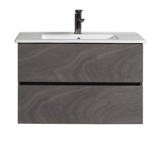 Badmeubel, grijs, houtlook, wastafel + onderkast, kode 80, Ophalen of Verzenden, Nieuw