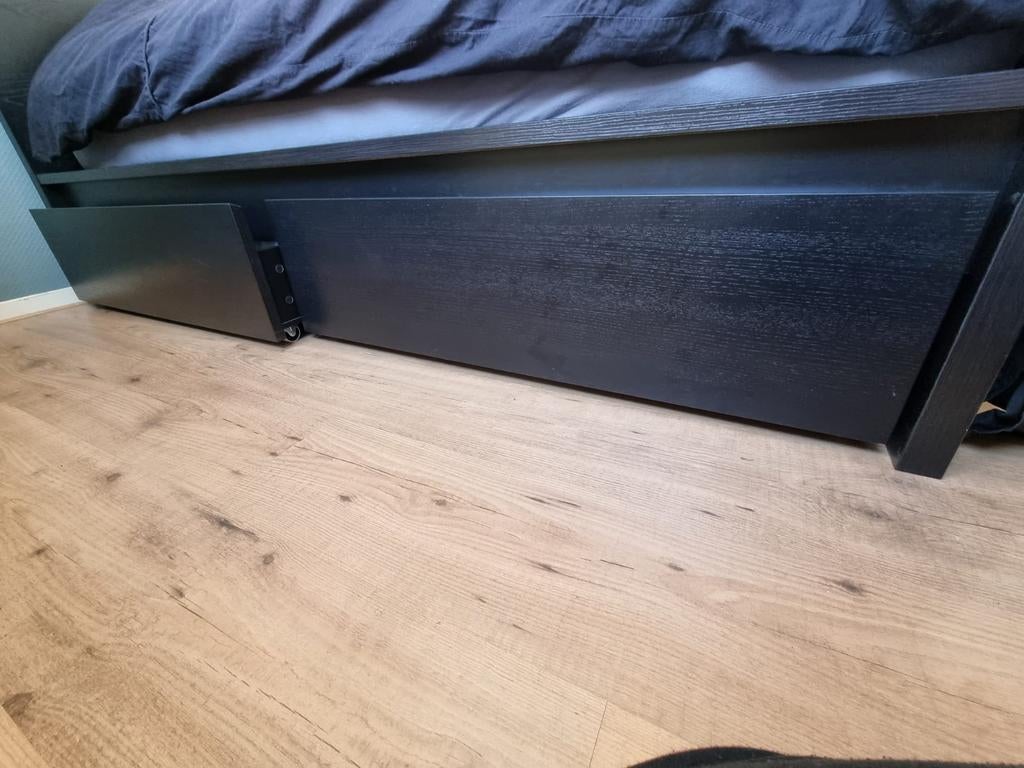 Bedlades voor Ikea Malm bed - zwartbruin (4 stuks), Ophalen, Gebruikt, 90 cm, Zwart
