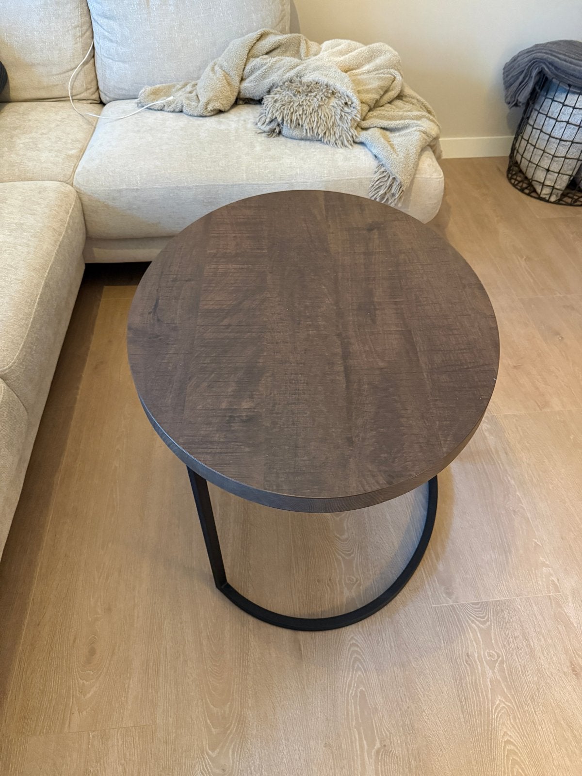 Bijzettafel Lamalux Dark Almond Mango 67x86cm, Minder dan 45 cm, Ophalen of Verzenden, Zo goed als nieuw, 75 cm of meer