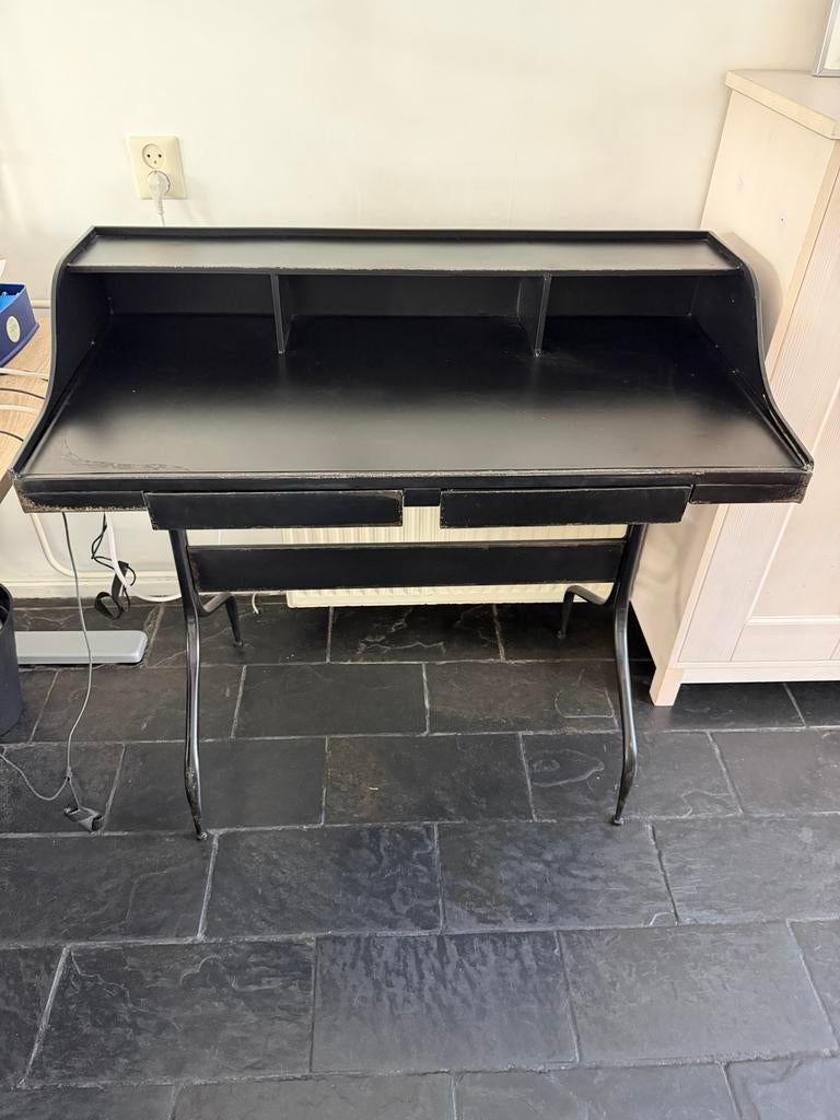 Vintage Zwart Secretaire Bureau met Opbergruimte, Huis en Inrichting, Tafels | Sidetables, Ophalen, 50 tot 100 cm, Zo goed als nieuw