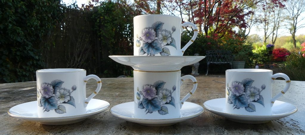 4 Royal Worcester Bone China Espresso Kopjes en Schoteltjes, Overige merken, Klassiek, Nieuw, Ophalen of Verzenden