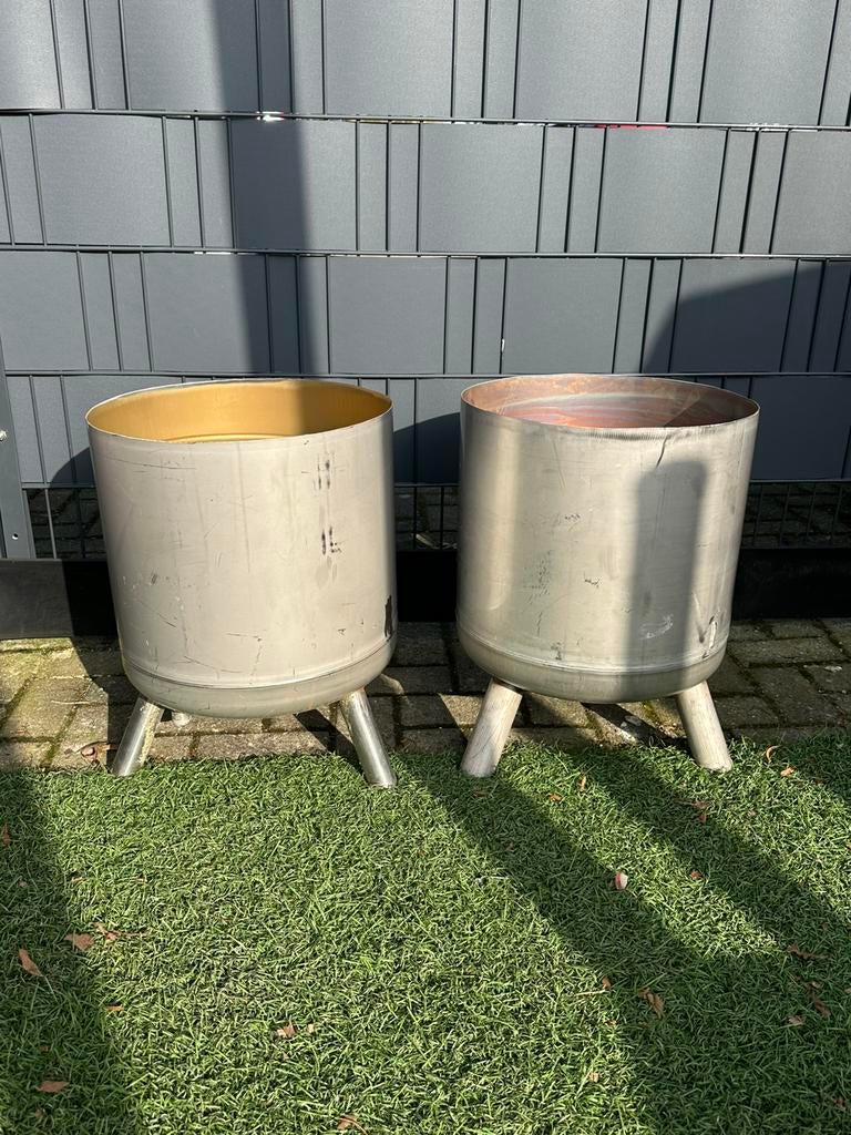 RVS houtgestookte zwembadverwarming  met RVS316 spiraal., Tuin en Terras, Vuurkorven, Zo goed als nieuw, Ophalen