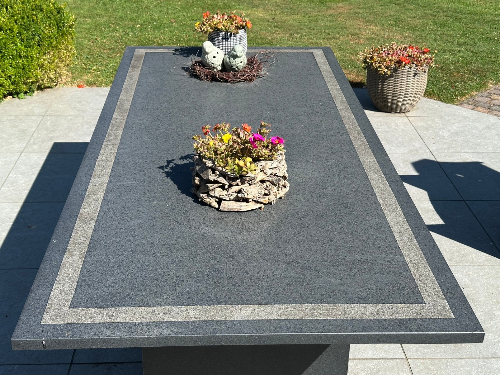 Natuurstenen tuintafel 100x220 cm, Ophalen, Gebruikt, Rechthoekig, Overige materialen