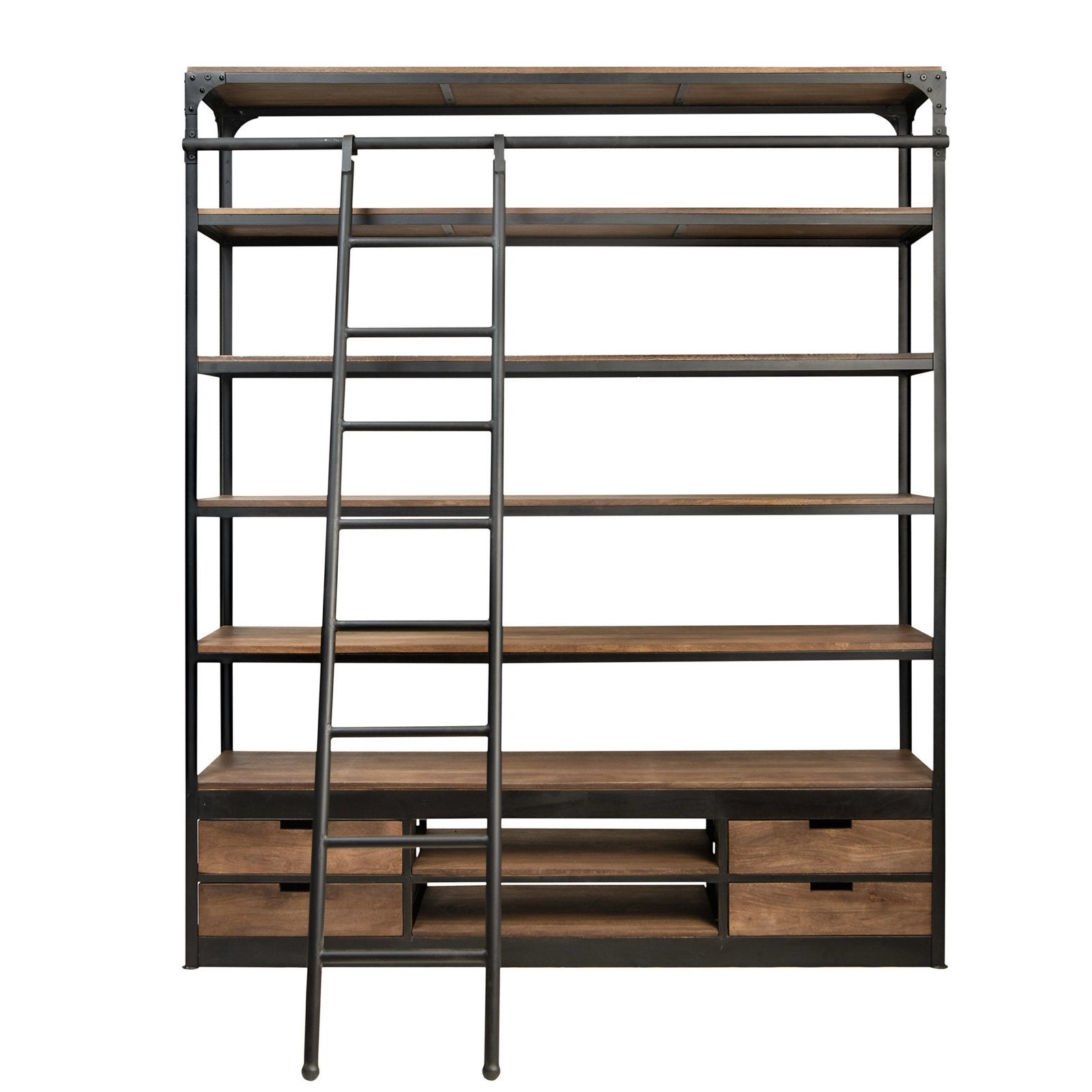 Rootsmann Boekenkast/Televisiekast met Ladder - Industrieel, Huis en Inrichting, Ophalen, Met plank(en), Gebruikt, 200 cm of meer