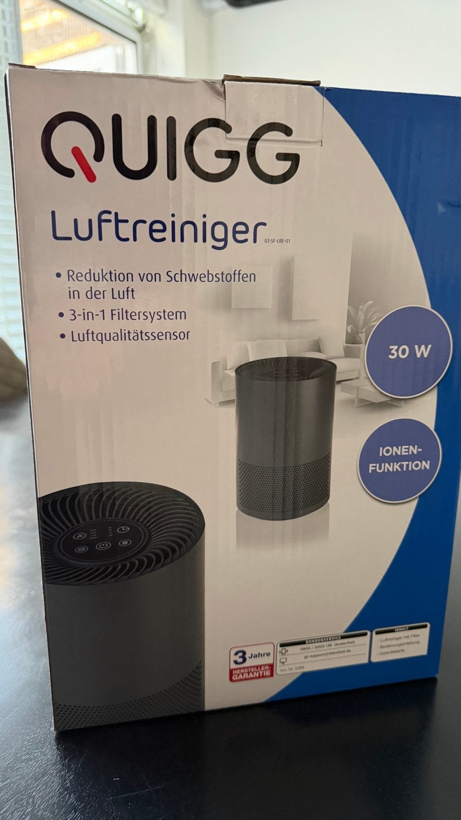 QUIGG Luchtreiniger met 3-in-1 filtersysteem en ionenfunctie, Witgoed en Apparatuur, Luchtbehandelingsapparatuur, Ophalen of Verzenden