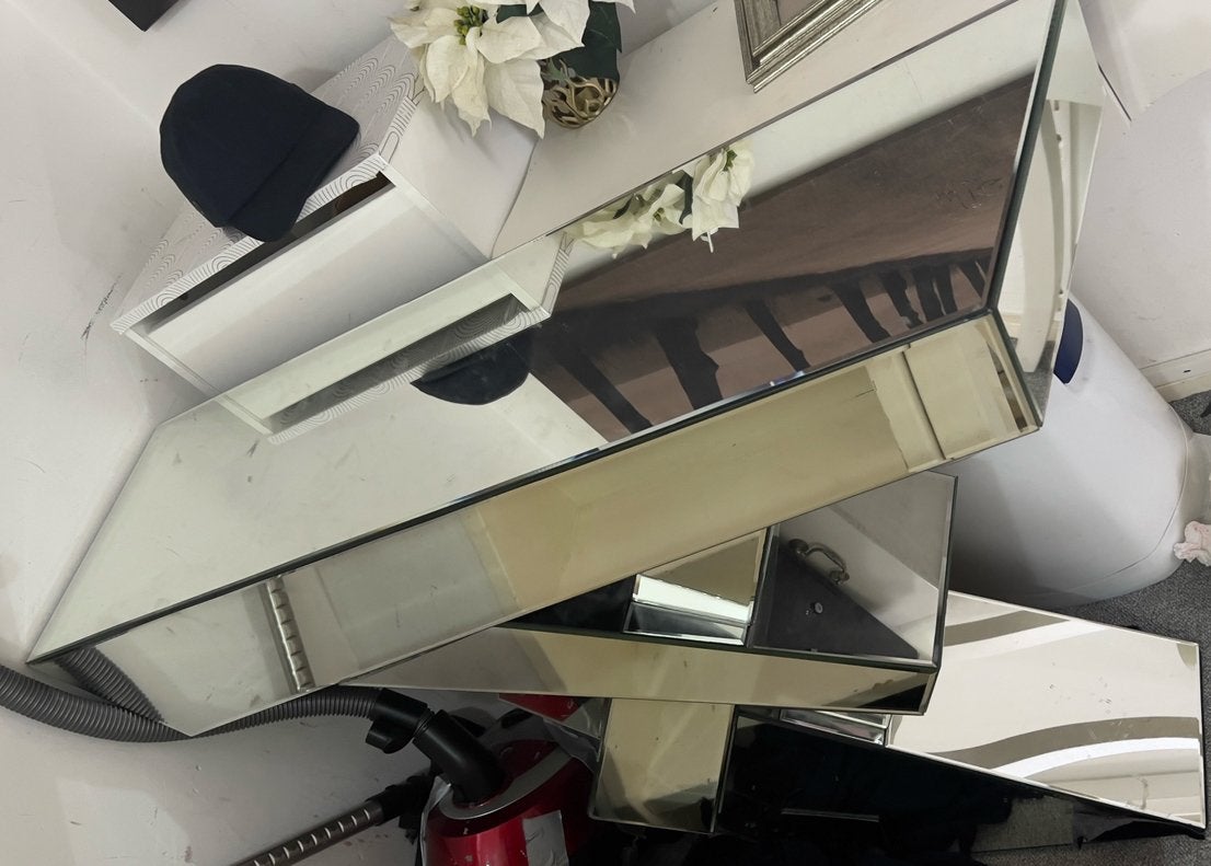 Moderne spiegelconsole tafel, Huis en Inrichting, Tafels | Kaptafels, Ophalen, Gebruikt, 100 tot 150 cm, 50 tot 100 cm