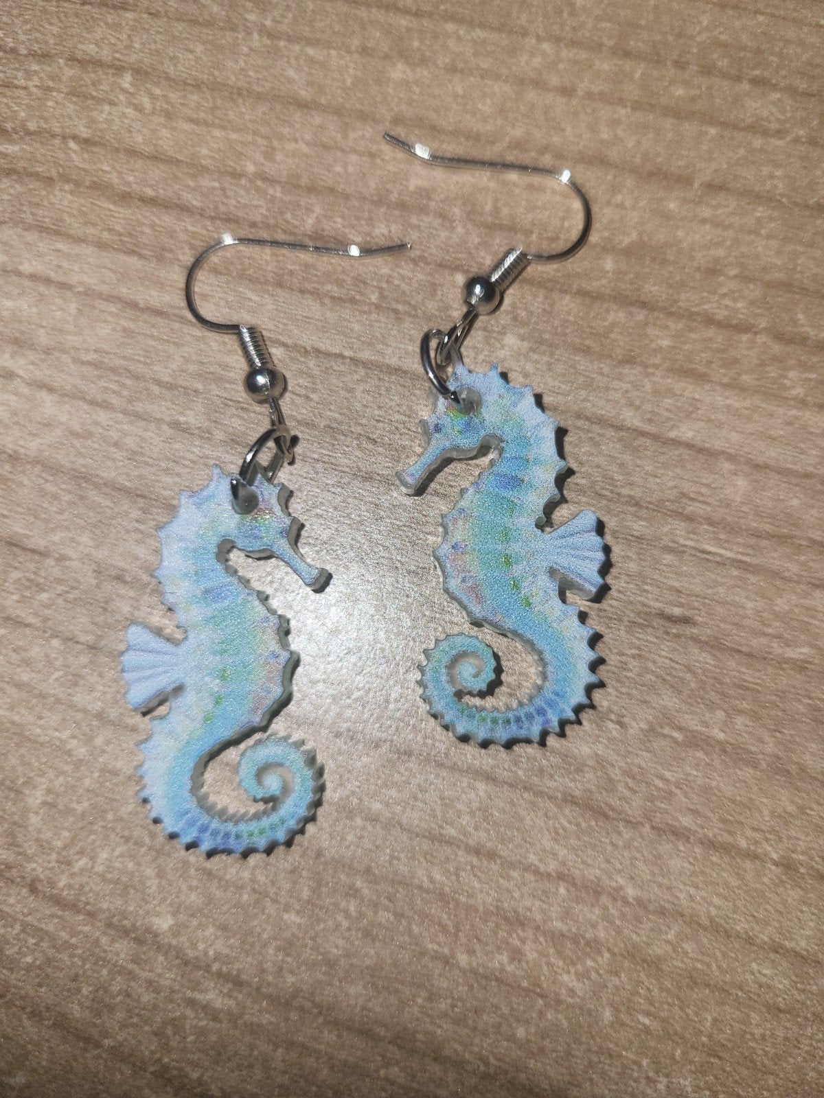 Nieuwe Zeepaardje Oorbellen - Lichtblauw, Overige materialen, Hangers, Blauw, Nieuw
