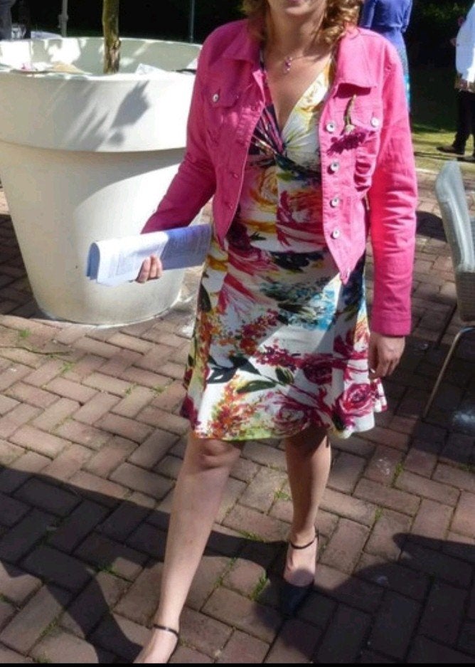 Feestelijke bloemen jurk, Kleding | Dames, Maat 38/40 (M), Wit, Inizia, Ophalen of Verzenden