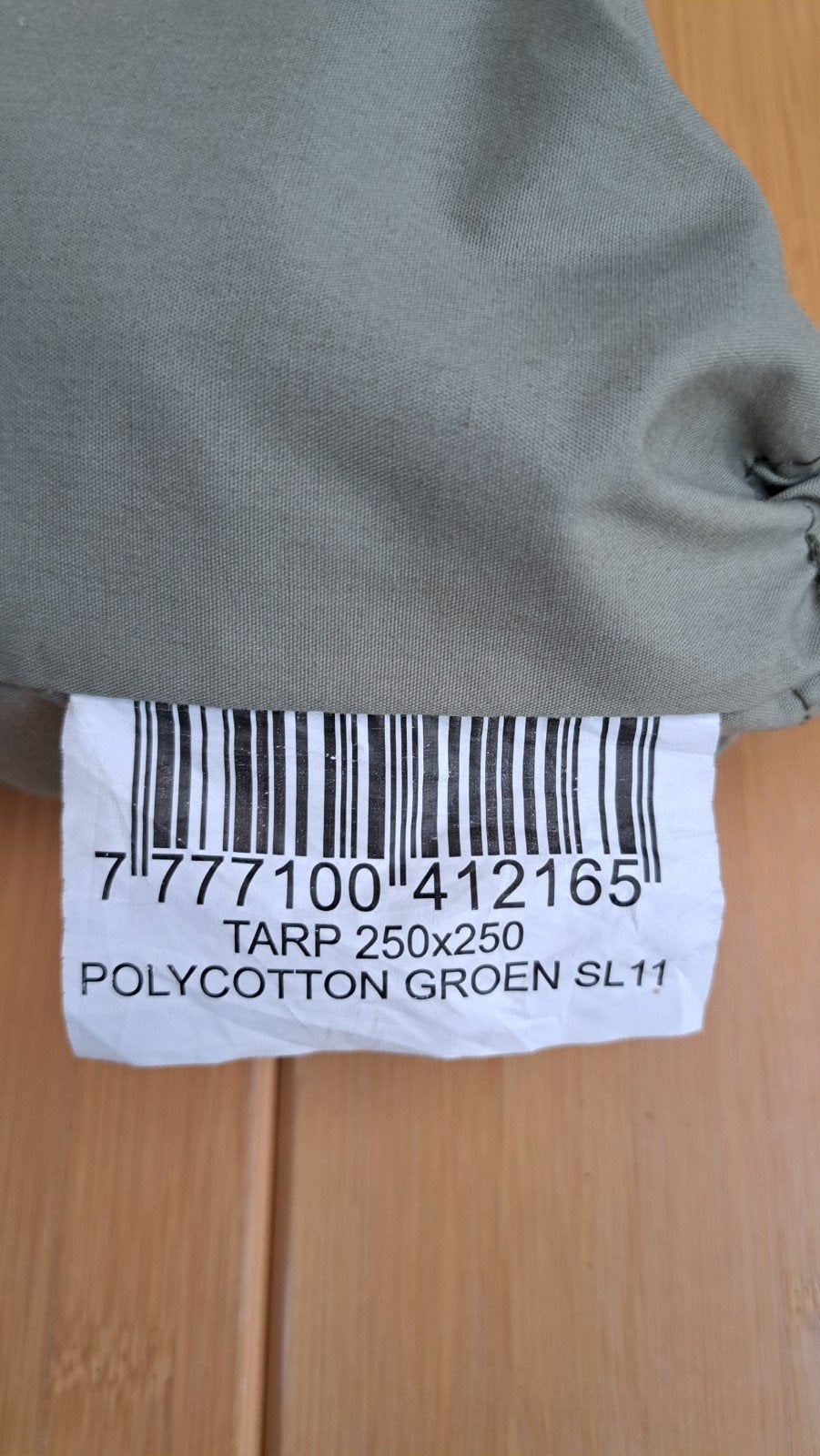 Tarp Vrijbuiter 250x250 groen met stokken, Ophalen, Gebruikt