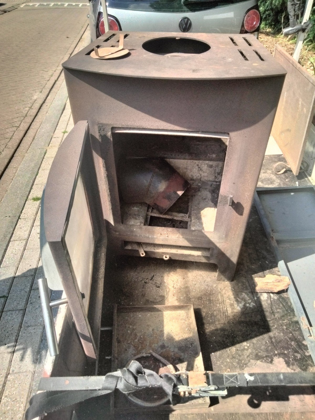Robuuste allesbrander / terraskachel - Gebruikt, Huis en Inrichting, Kachels, Ophalen, Gebruikt, Vrijstaand, Hout