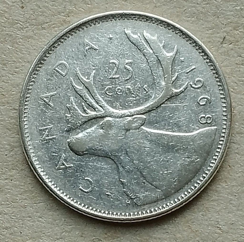 Canada, 25 cents 1968 zilver., Ophalen of Verzenden, Noord-Amerika, Losse munt, Zilver