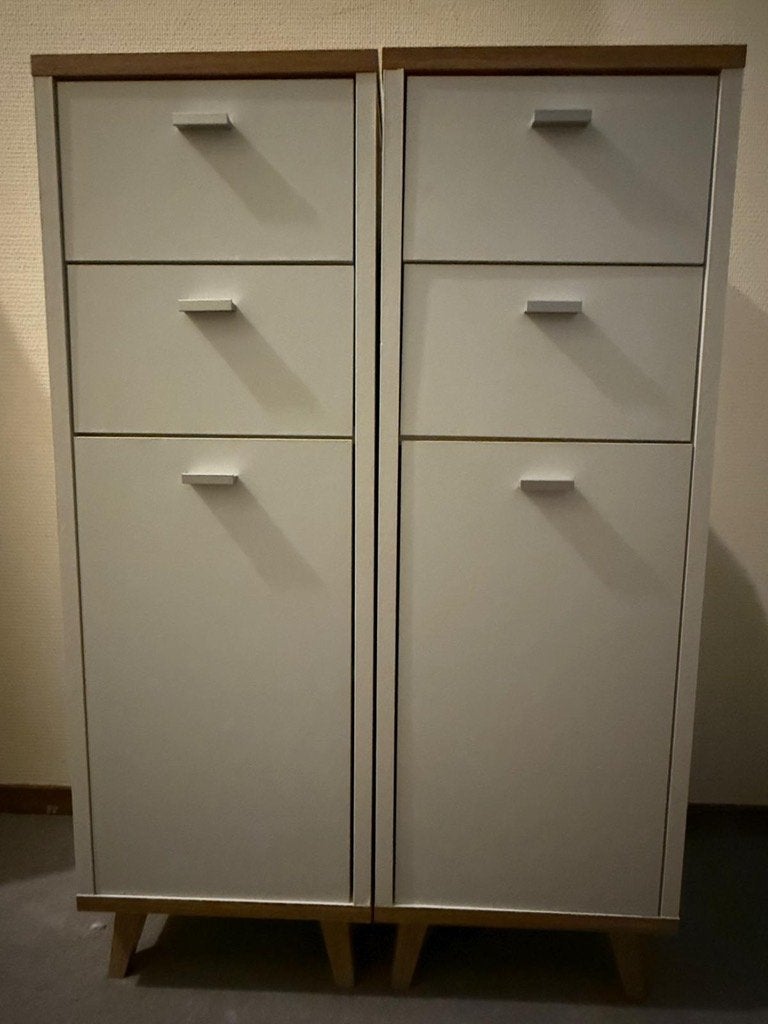 Complete 4-delige Badkamerset Wit/Hout, Huis en Inrichting, Ophalen, (Half)hoge kast, Minder dan 50 cm, Zo goed als nieuw