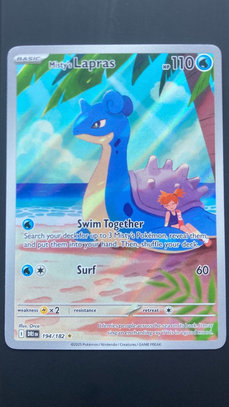 Misty's Lapras Special Illustration Rare Pokémon Kaart, Ophalen of Verzenden, Zo goed als nieuw, Losse kaart, Foil