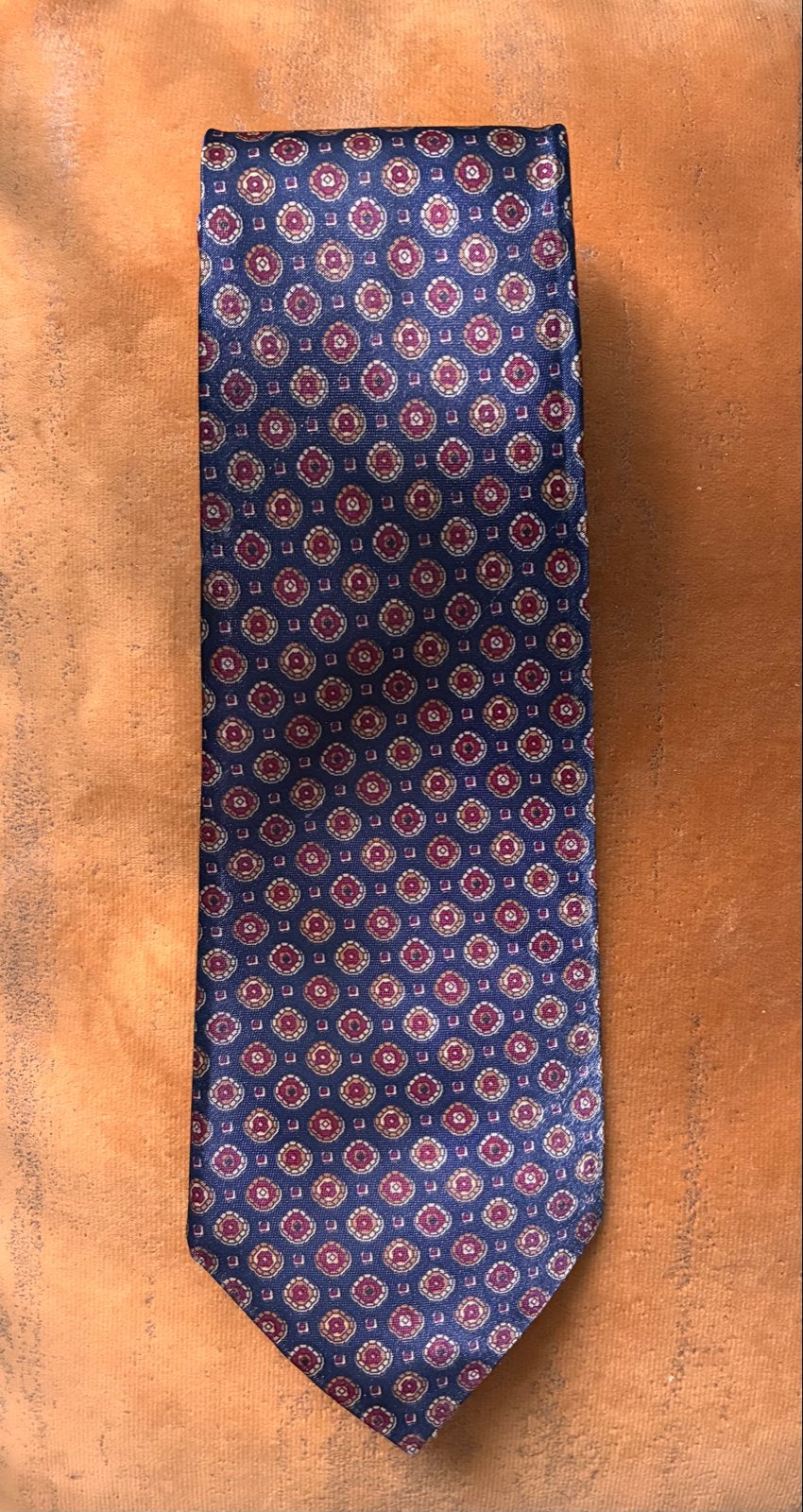 Vintage Giovanni zijden stropdas met patroon, Ophalen of Verzenden, Zo goed als nieuw, Blauw, Met patroon