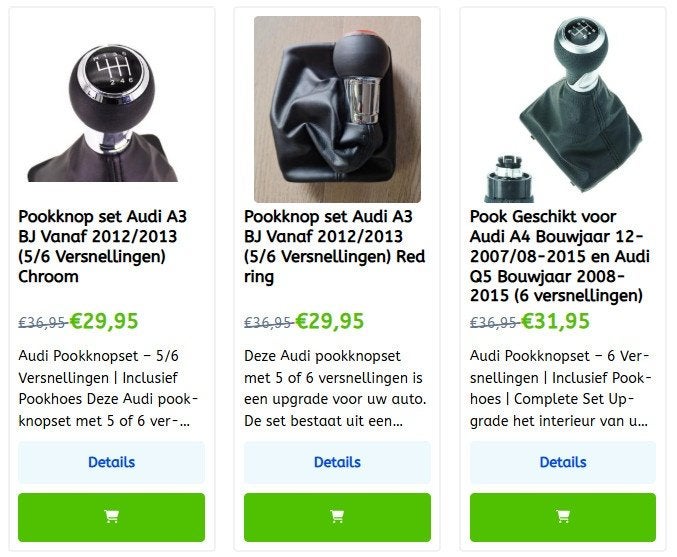 Pookknoppen voor diverse Audi modellen zie lijst en foto's, Ophalen of Verzenden, Nieuw