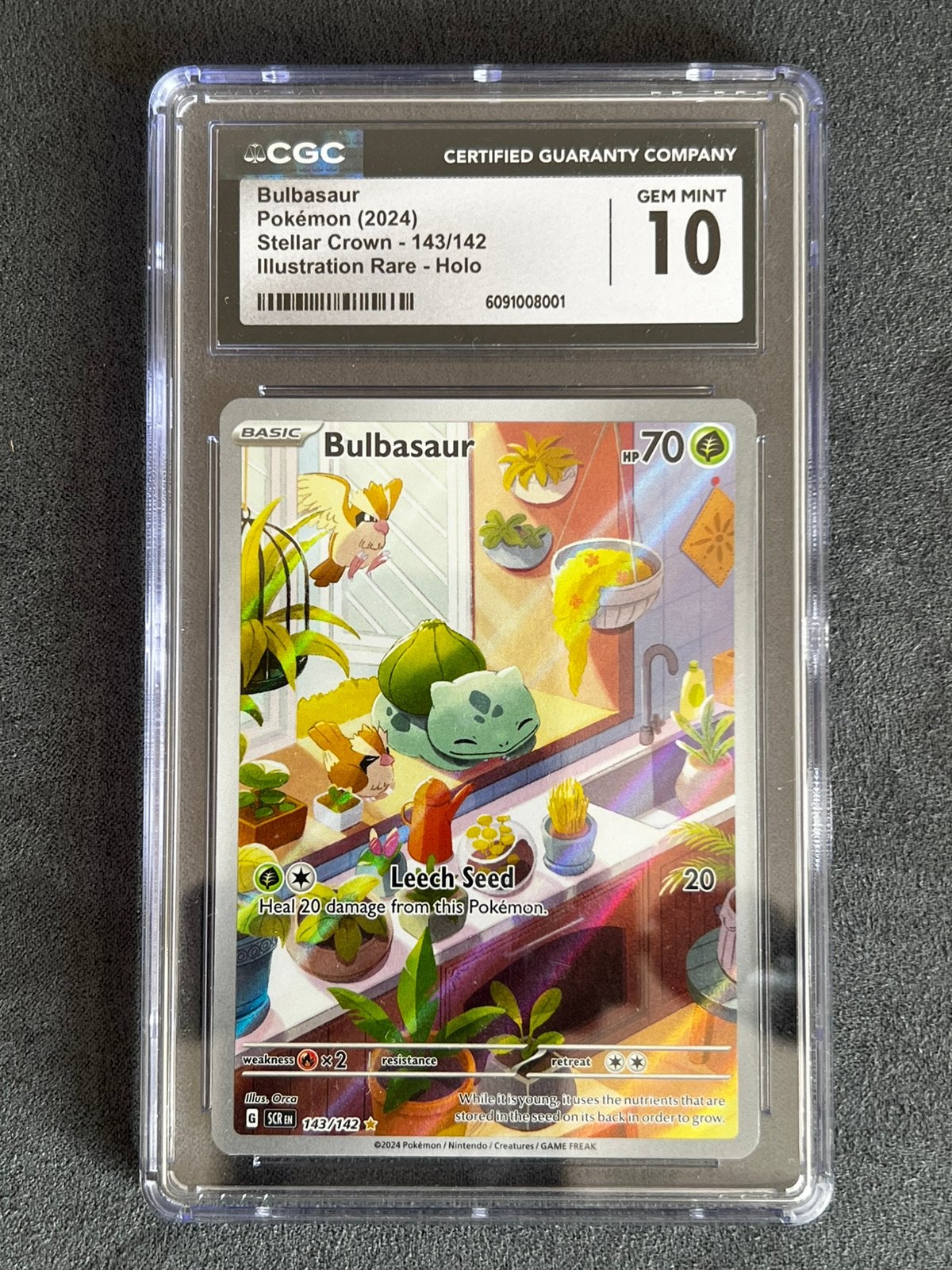 Bulbasaur 143 Stellar Crown CGC 10, Ophalen of Verzenden, Zo goed als nieuw