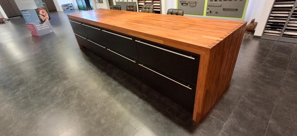 Kookeiland massief Teak Hout, Ophalen, Bruin, Overige typen, Zo goed als nieuw