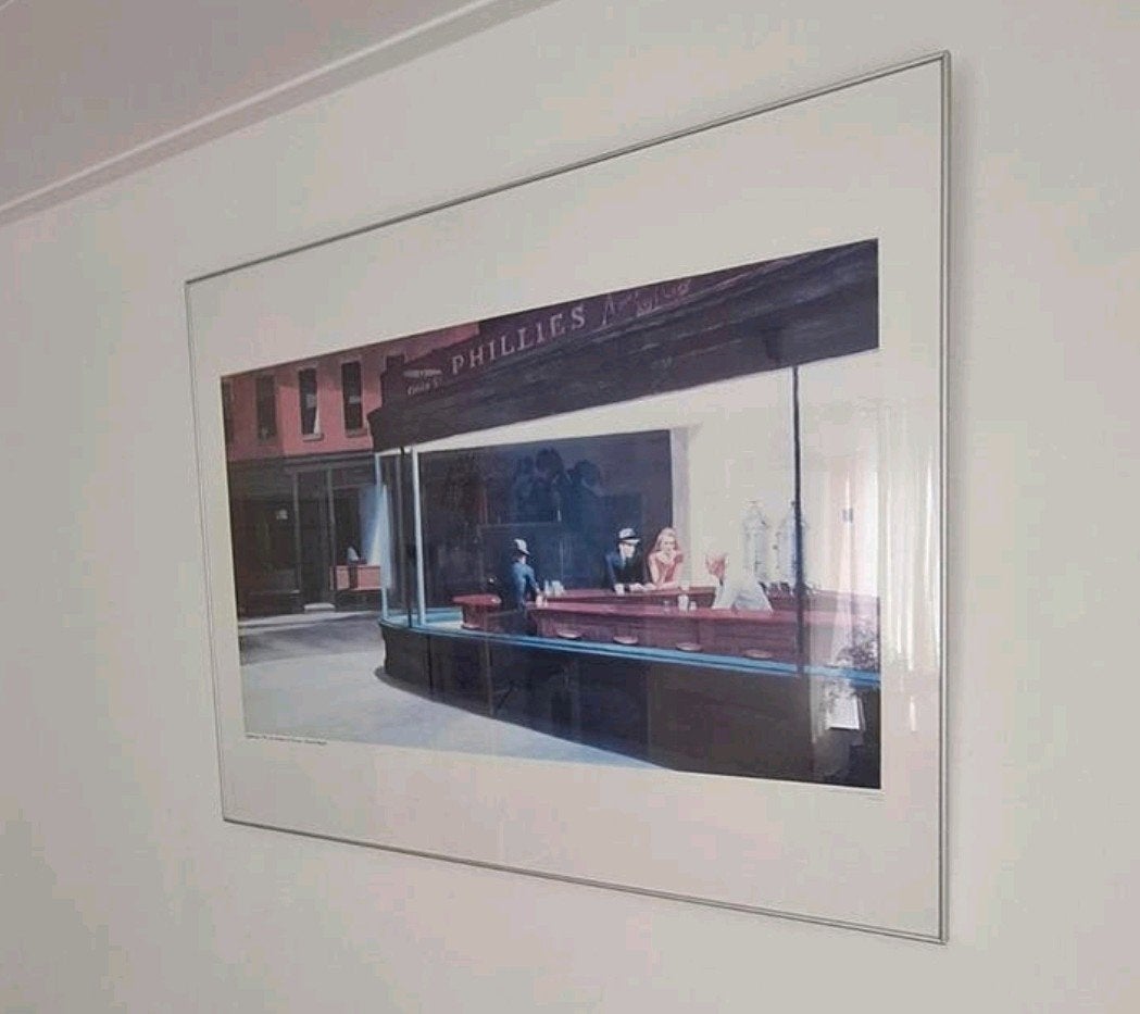 Org. poster XL UK print (120x90cm) Edward Hopper-Nighthawks-, Antiek en Kunst, Ophalen