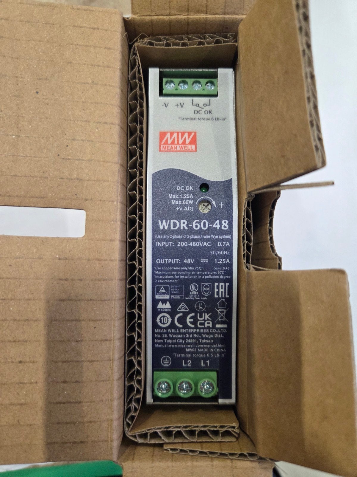 Mean Well WDR-60-48 DIN-rail voeding 48V 1.25A 60W, Ophalen of Verzenden