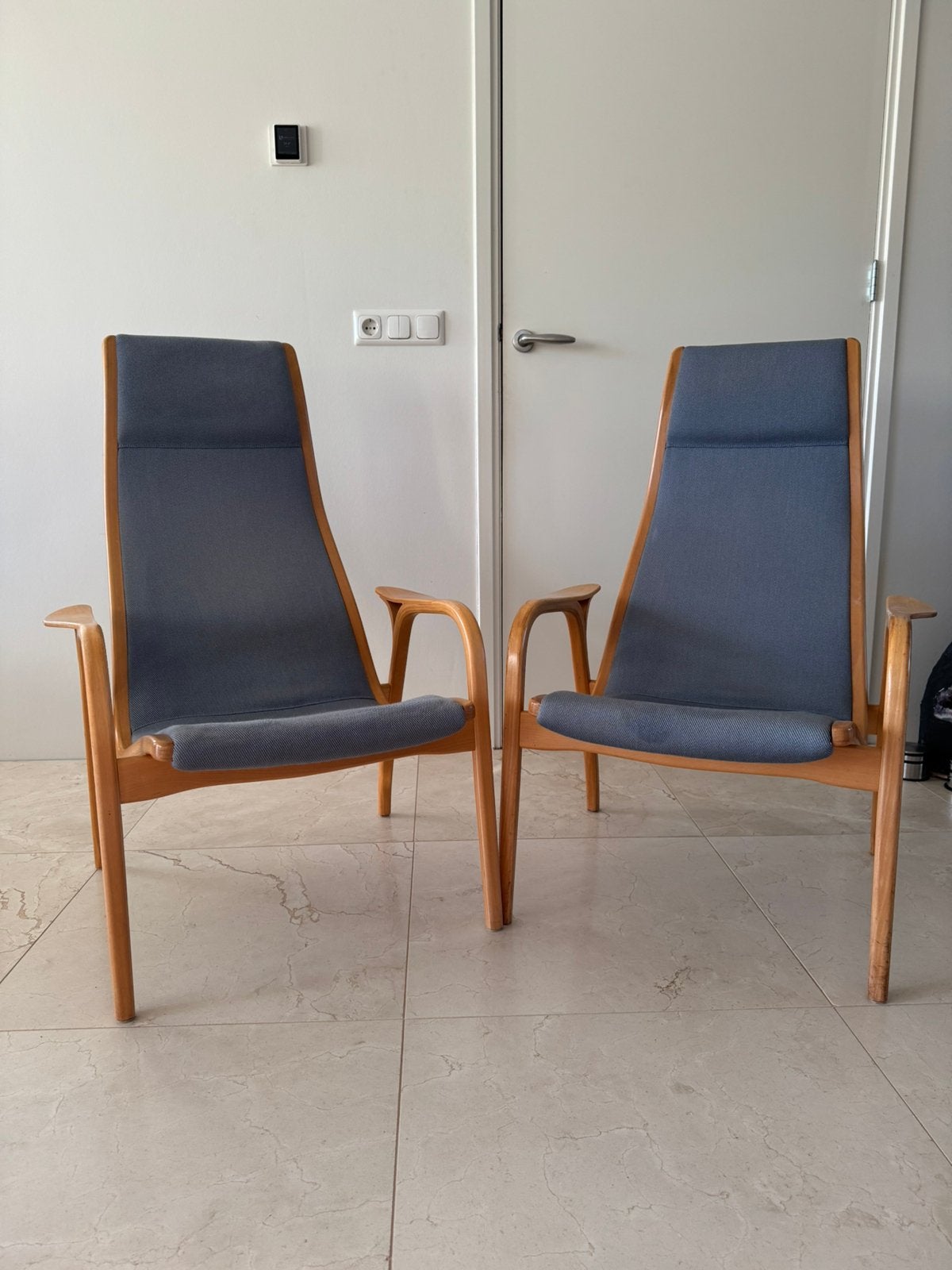 Twee Lamino Fauteuils van Swedese, door Yngve Ekström, Ophalen, Gebruikt, 75 tot 100 cm, 50 tot 75 cm