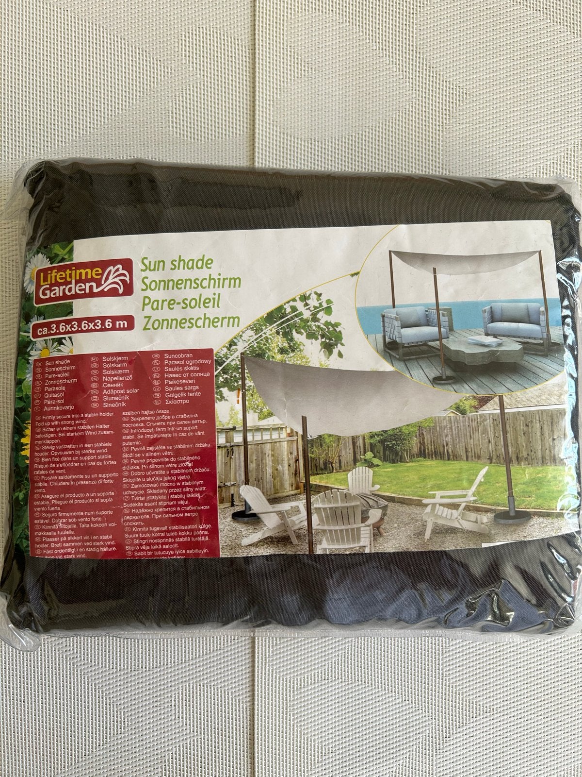 Lifetime Garden Zonnezeil 3.6x3.6x3.6m, Tuin en Terras, Verzenden, Nieuw