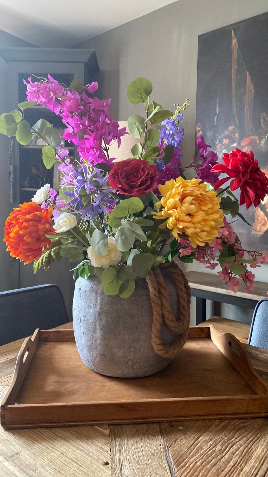 Complete vaas Brynxz , met zijde bloemen, Ophalen of Verzenden, Zo goed als nieuw